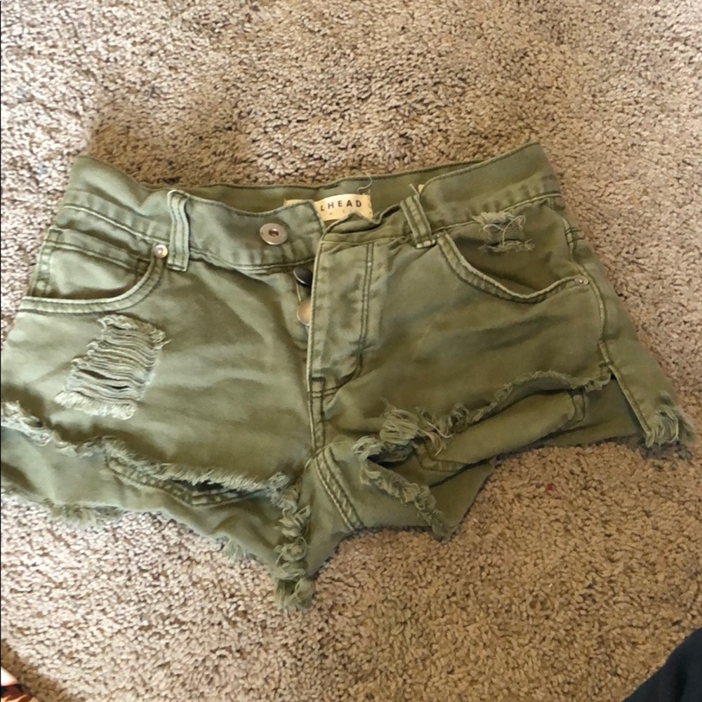 Army green jean shorts